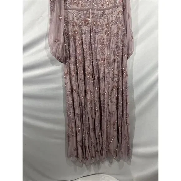 NEW MAC DUGGAL [‎ 12 ] 93930 Puff Sleeve Embellished A Line Gown Heather Purple - Picture 16 of 16